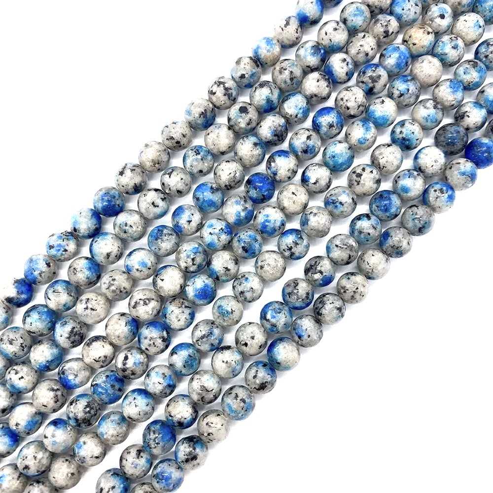 Grey/Blue K2 Raindrop Azurite Beads Plain Round 6mm Strand Of 60+