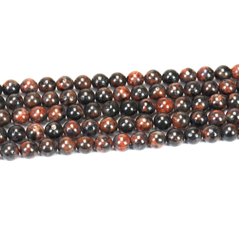 Black Larvikite Beads Plain Round 10mm Strand Of 35+