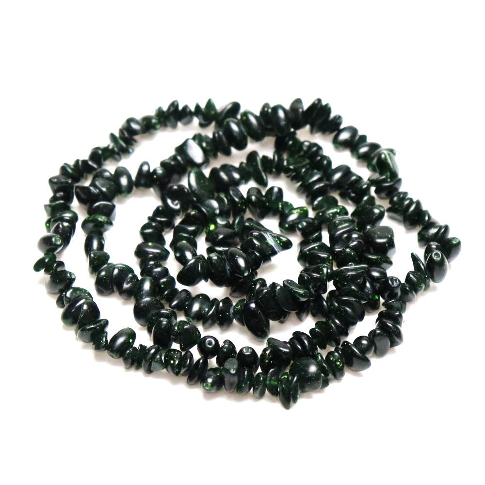 Dark Green Goldstone Beads Chip 5-8mm Strand Of 200+
