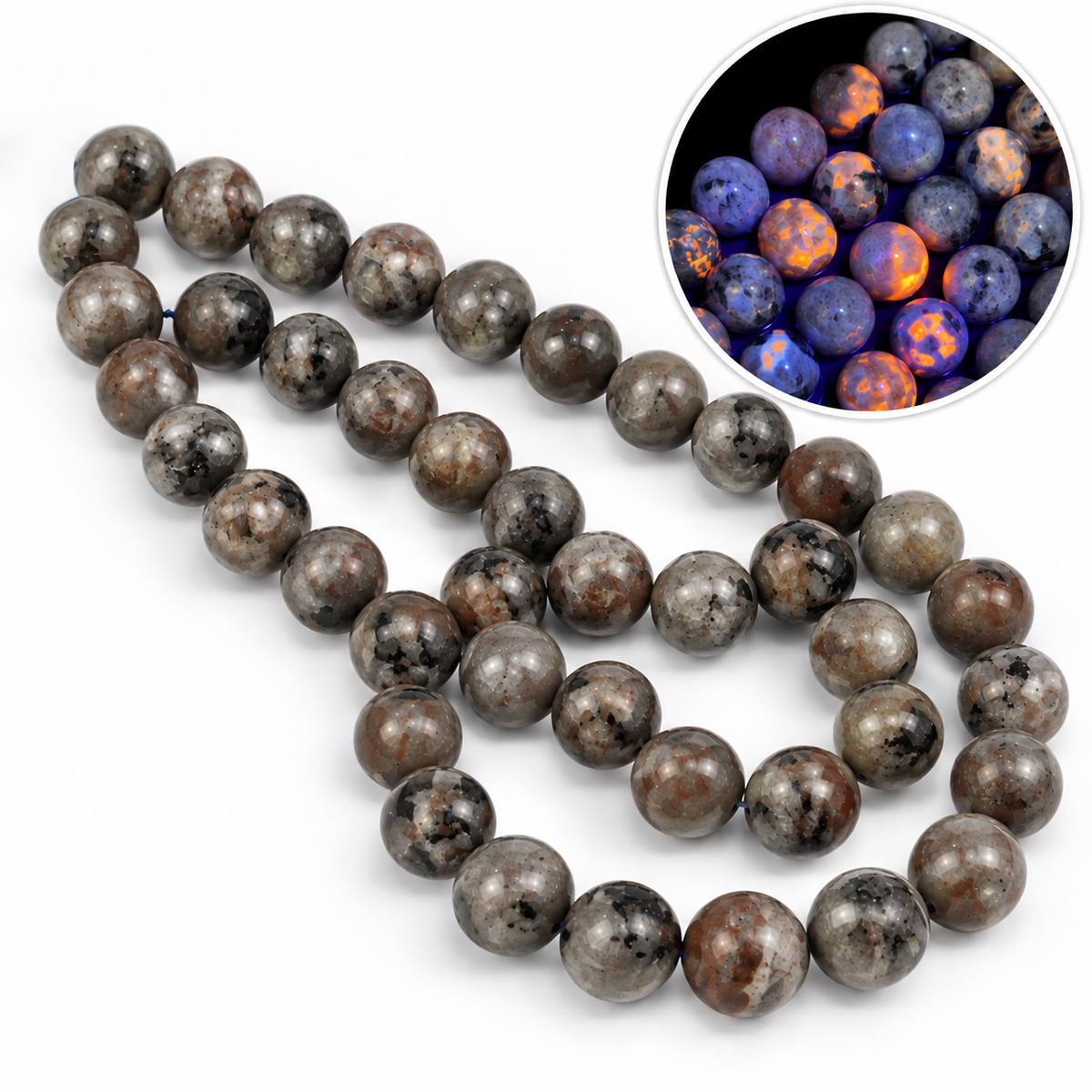 Brown/Colour Change Yooperlite Beads Plain Round 8mm Strand Of 45+