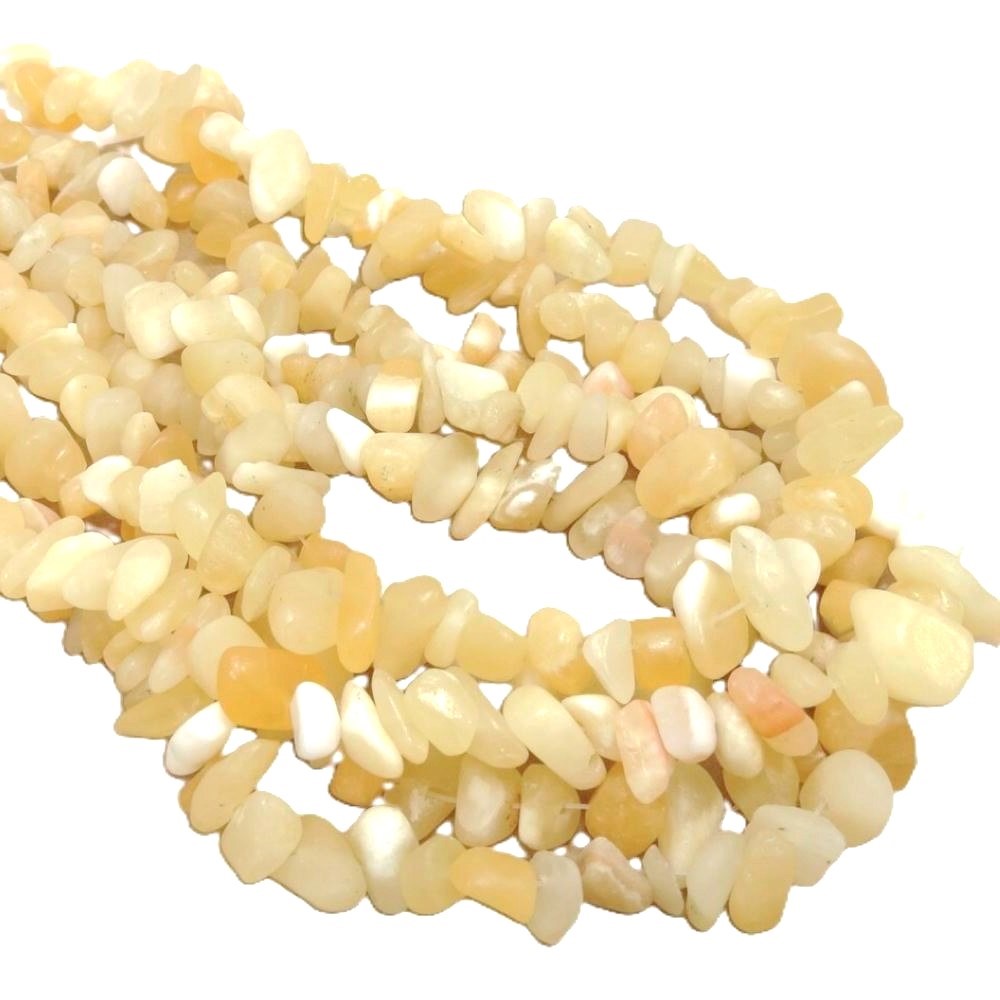 Yellow/White Calcite Beads Chip 5-8mm Strand Of 200+