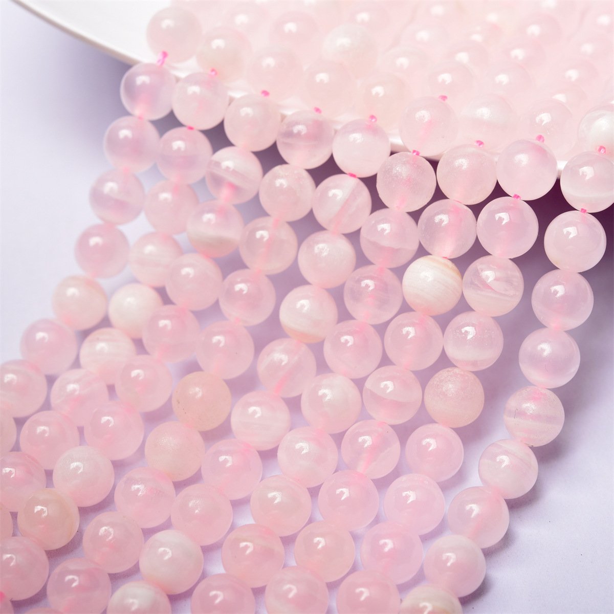 Pink Mangano Calcite Beads Plain Round 6mm Strand Of 60+