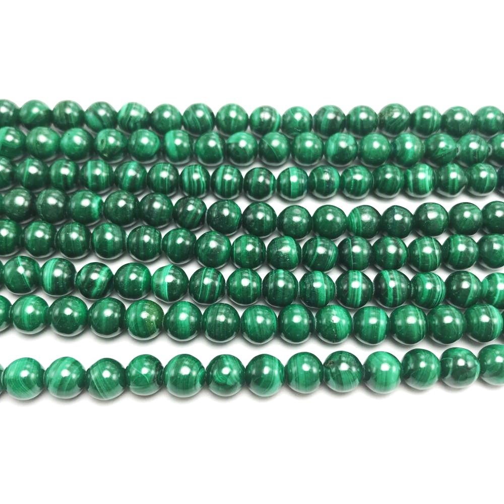 Green Malachite Beads Plain Round 6mm Strand Of 60+