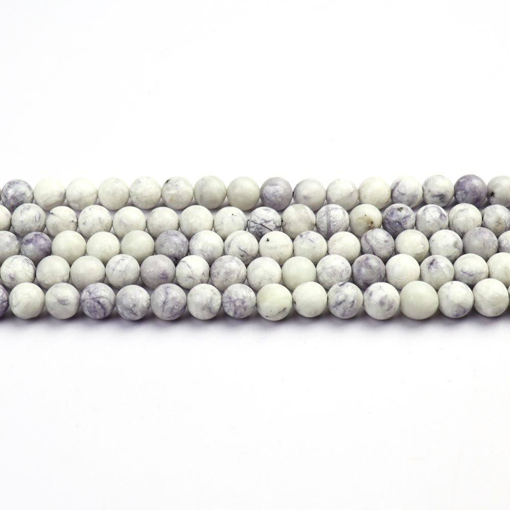 White/Purple Sphalerite in Chalcedony (Tiffany Stone) Beads Plain Round 8mm Strand Of 45+