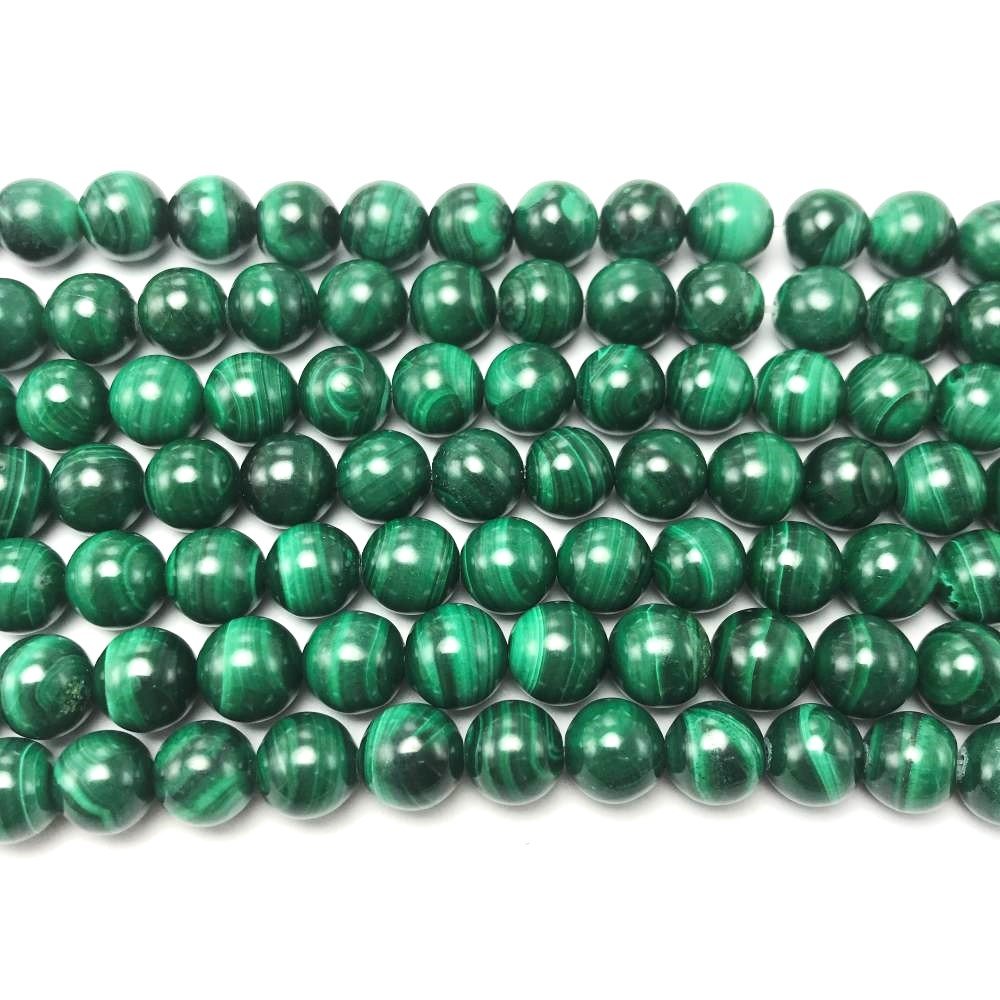 Green Malachite Beads Plain Round 8mm Strand Of 45+