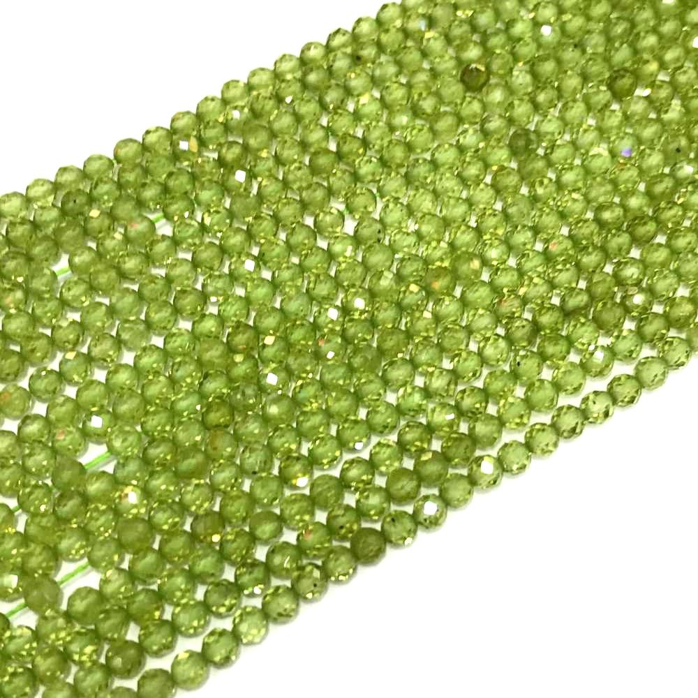 Green Peridot Beads Micro-Faceted Round 1.5mm Strand Of 180+