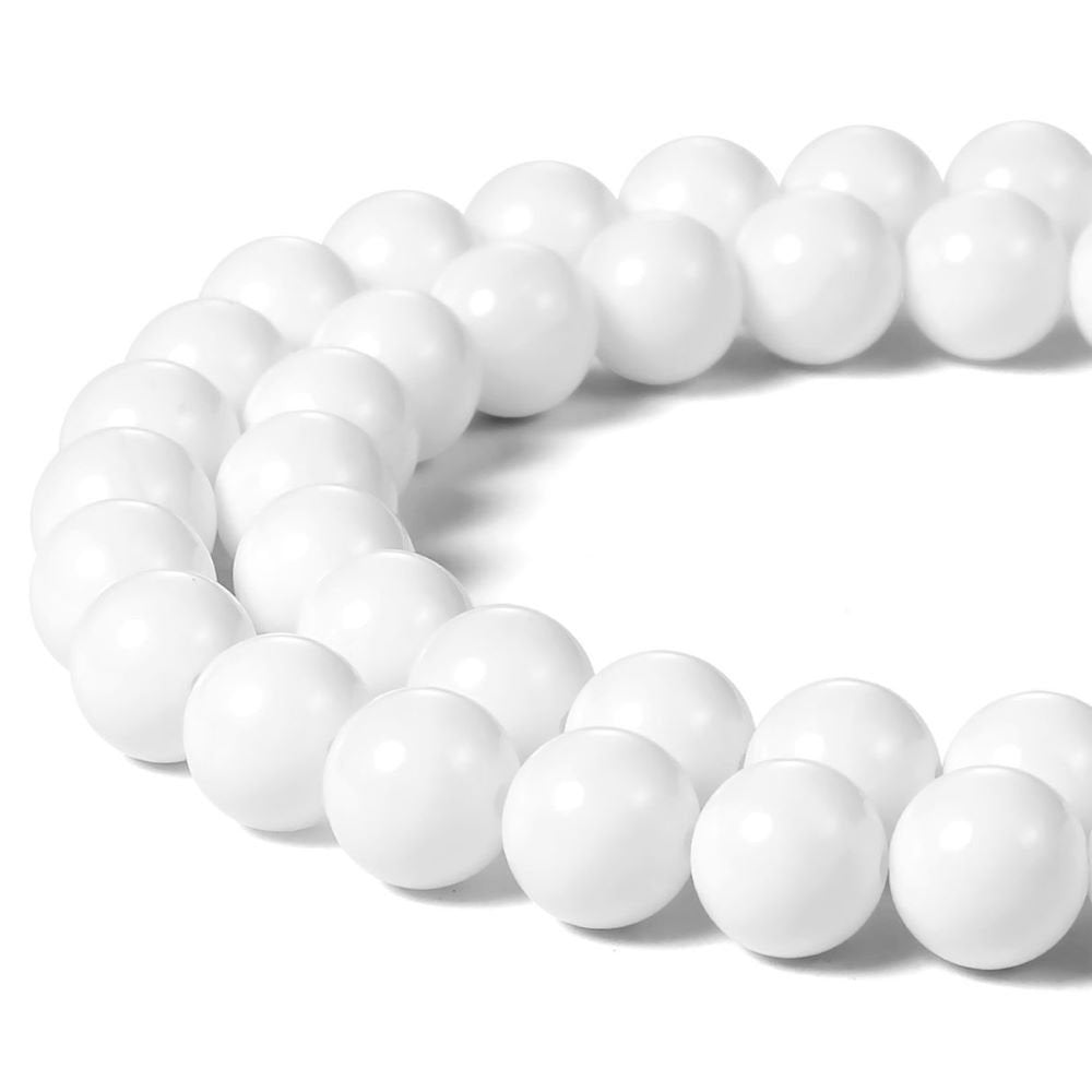 White Tridacna (Hippopus) Beads Plain Round 8mm Strand Of 45+