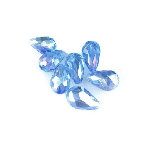 Blue Czech Crystal Beads Faceted Round Drop 6x8mm Strand Of 63+