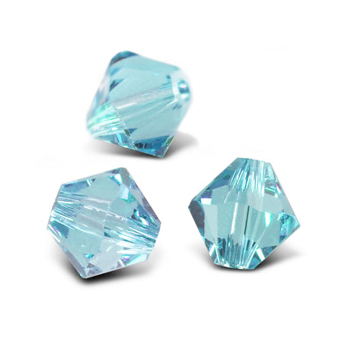 Cyan Czech Crystal Beads Faceted Bicone 4mm Strand Of 75+