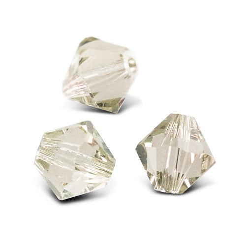 Pale Taupe Czech Crystal Beads Faceted Bicone 4mm Strand Of 75+