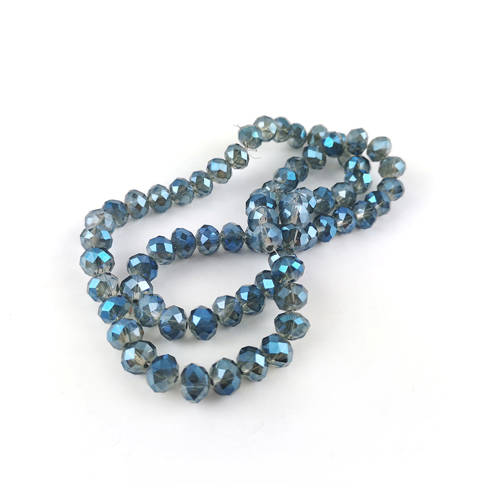 Blue/Grey Czech Crystal Beads Faceted Rondelle 6x8mm Strand Of 65+
