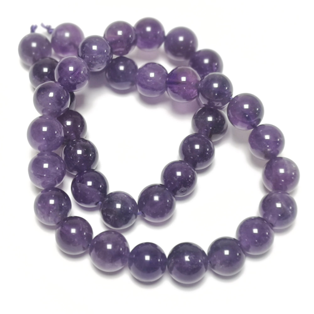 Purple Amethyst Beads Plain Round 10mm Strand Of 38+