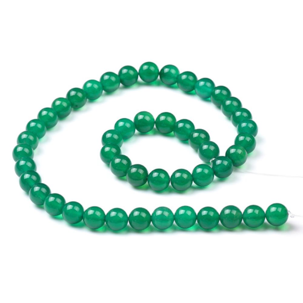 Green Onyx Beads Plain Round 8mm Strand Of 45+