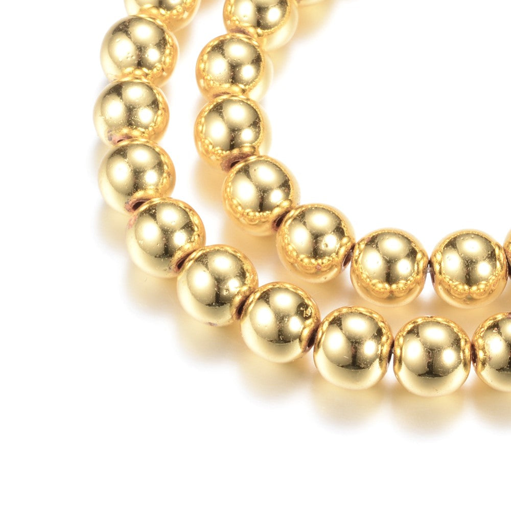 Golden Hematite (Non Magnetic) Beads Plain Round 4mm Strand Of 115+