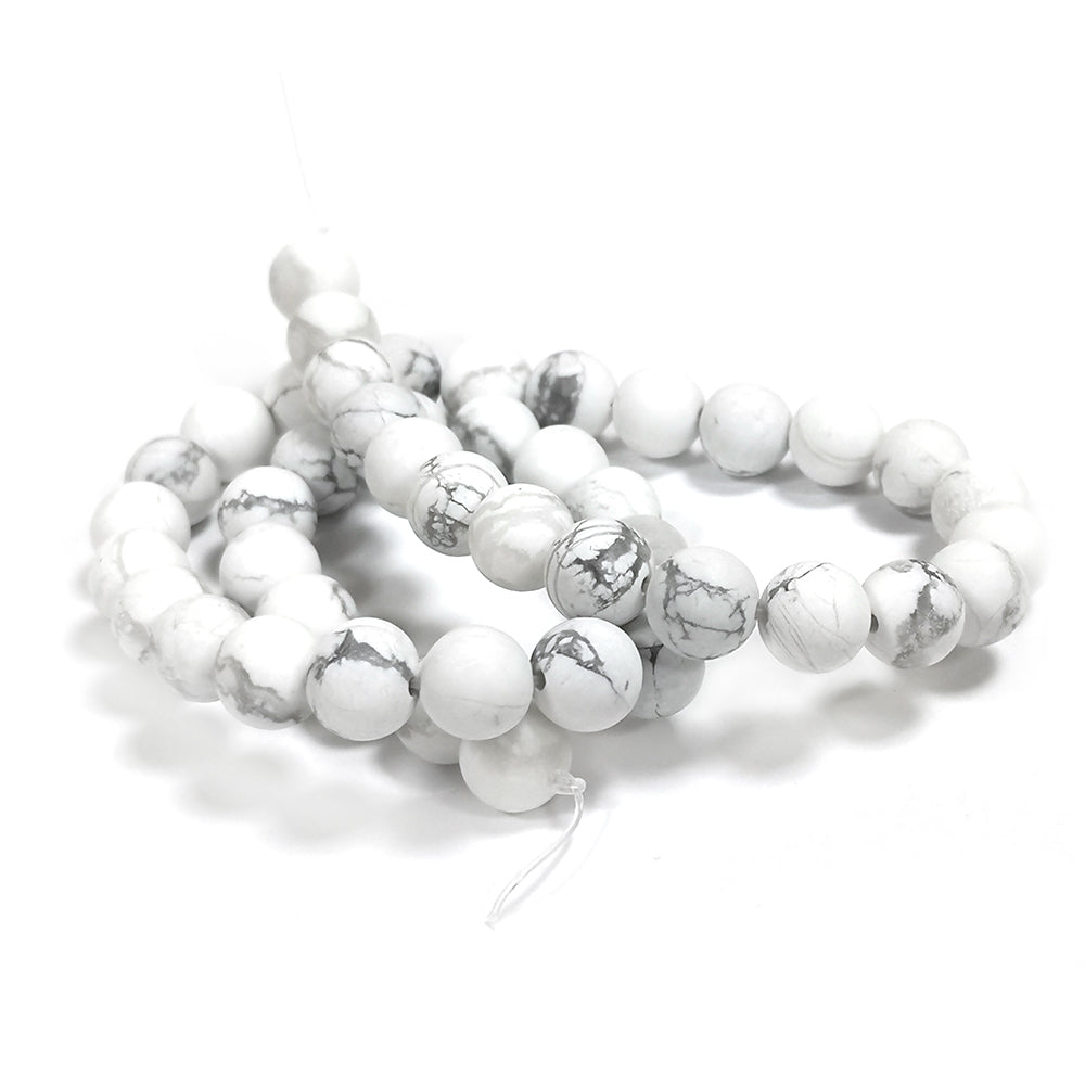 White/Grey Howlite Beads Plain Round 8mm Frosted Strand Of 40+