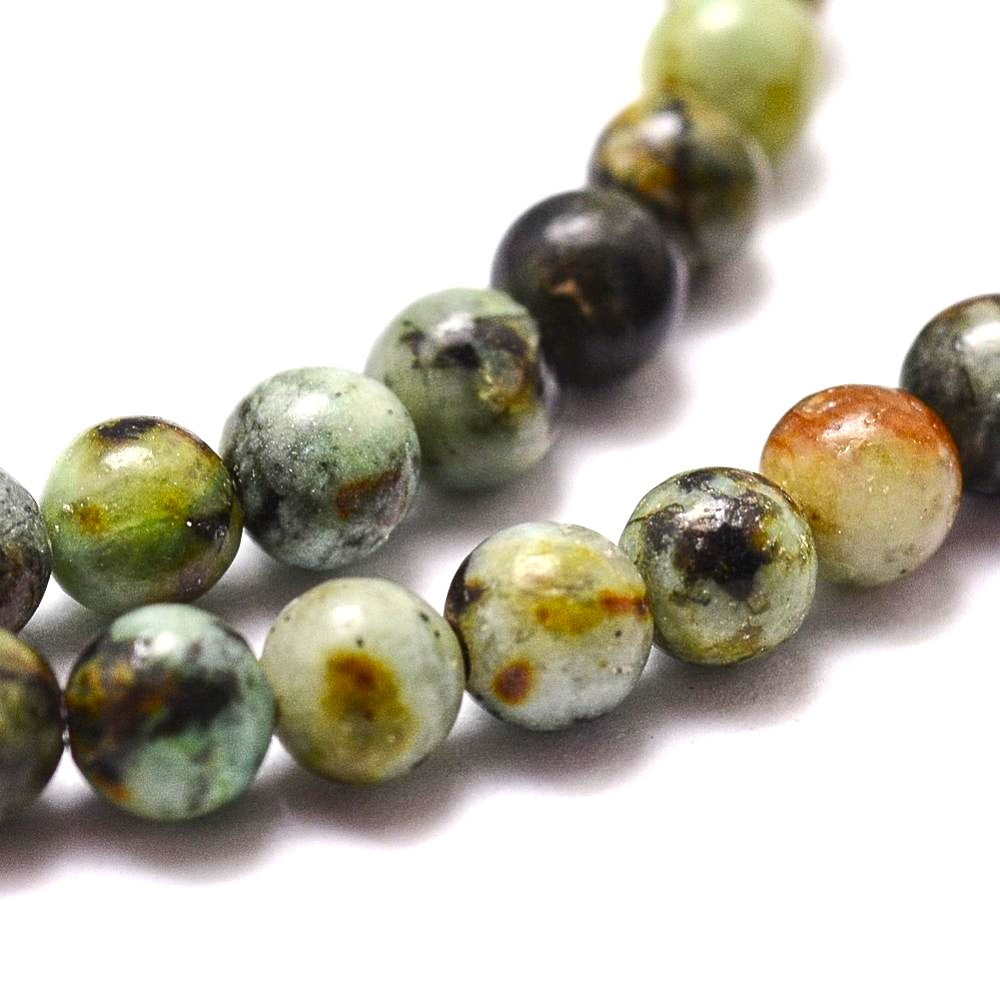 Blue/Green African Jasper Beads Plain Round 8mm Strand Of 45+