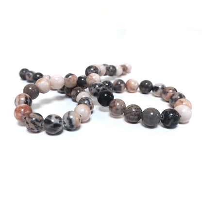 Brown/Pink Zebra Jasper Beads Plain Round 8mm Strand Of 45+