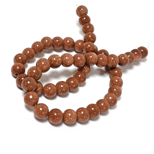 Brown Goldstone Beads Plain Round 8mm Strand Of 45+