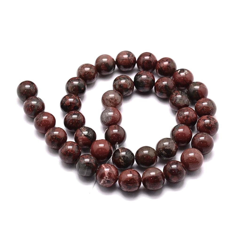 A strand of 45+ Poppy Jasper beads, red in colour, 8mm in size, round shaped