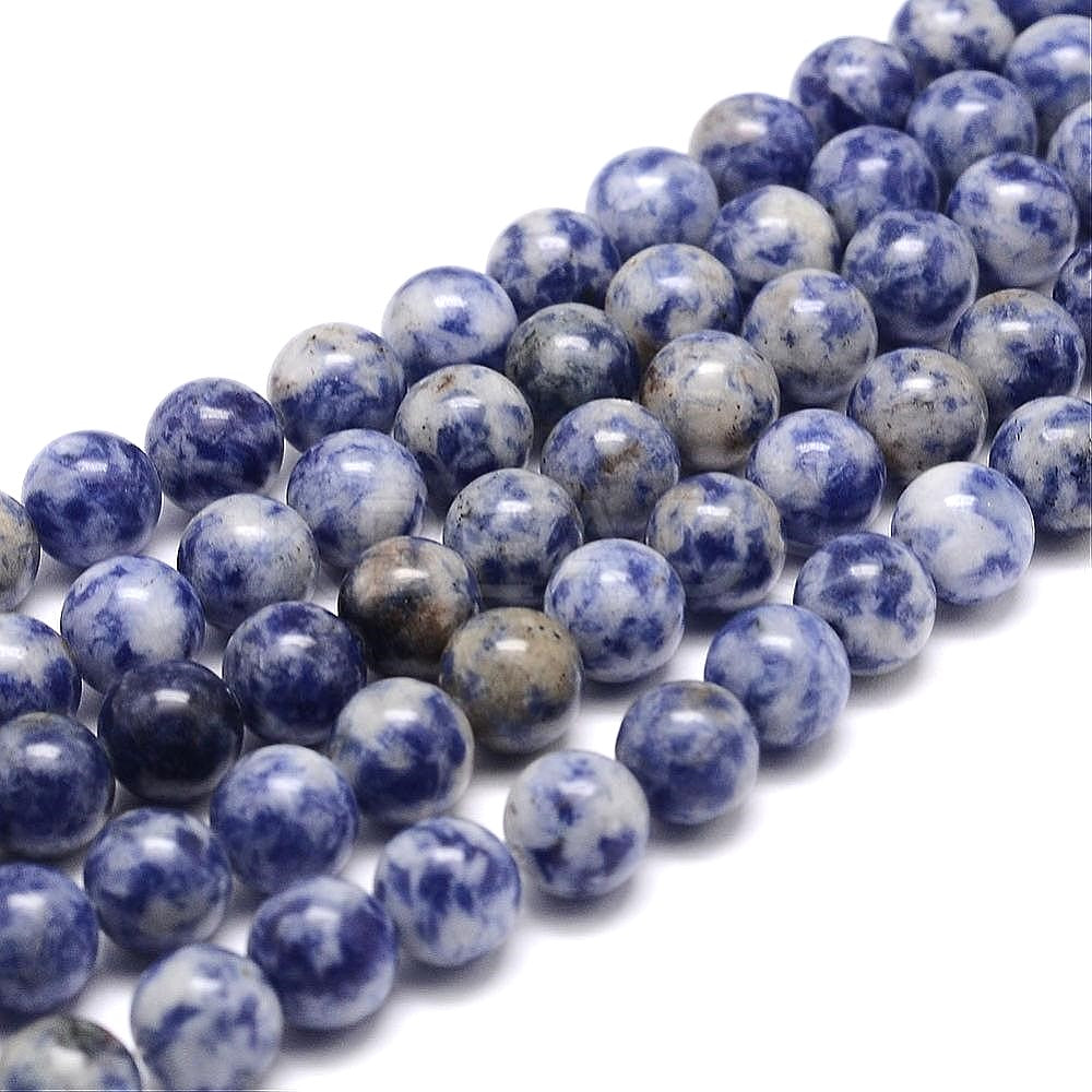 Blue Spot Jasper Beads Plain Round 8mm Strand Of 40+