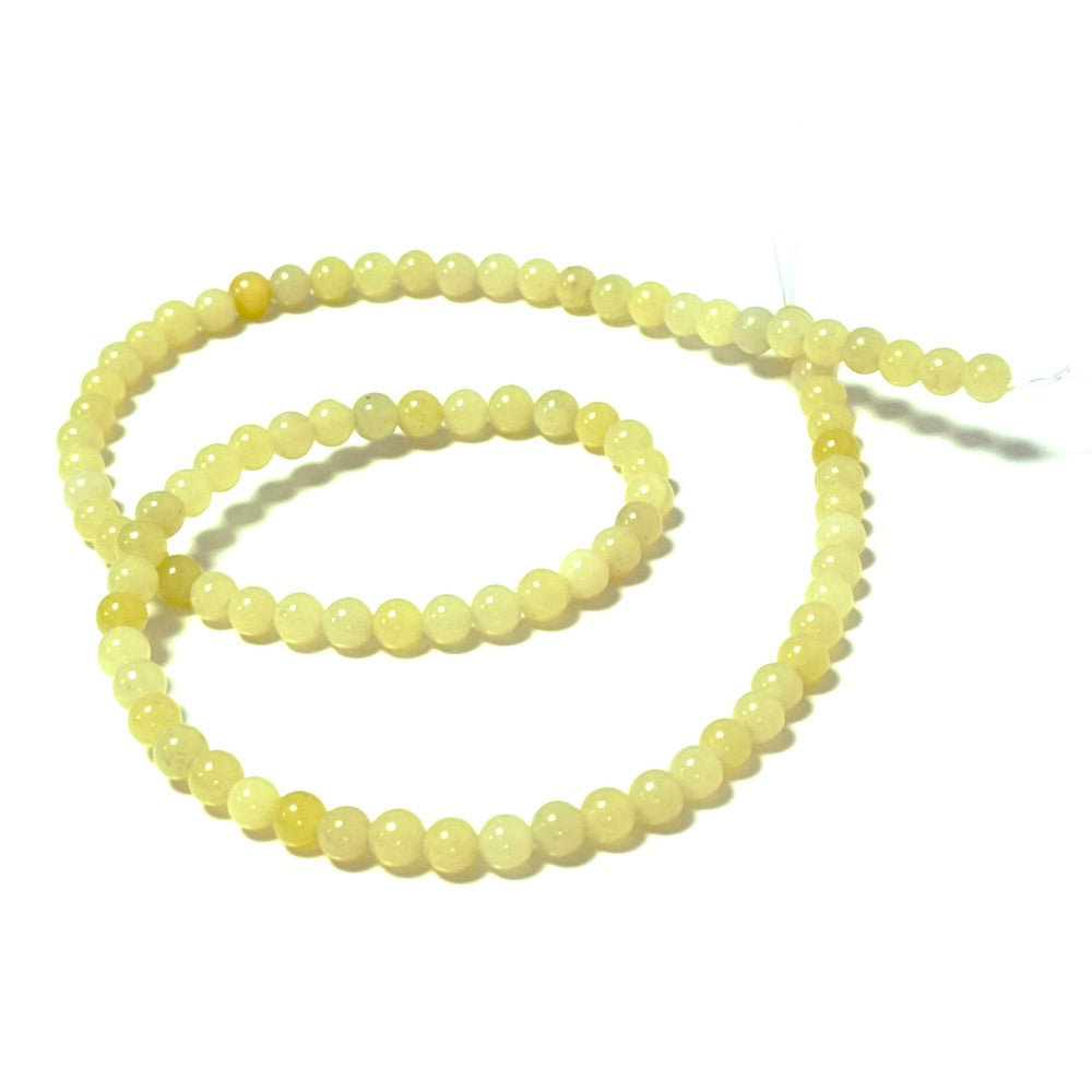 Yellow Serpentine Beads Plain Round 4mm Strand Of 95+