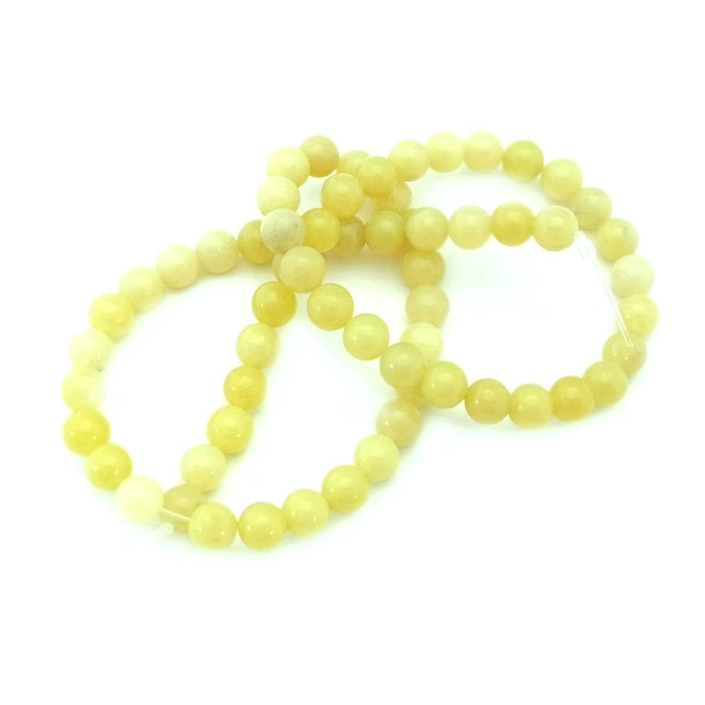 Yellow Serpentine Beads Plain Round 6mm Strand Of 60+