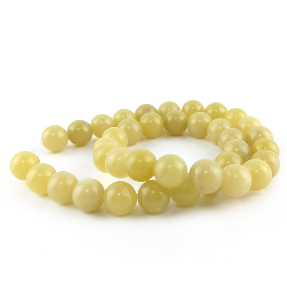 Yellow Serpentine Beads Plain Round 10mm Strand Of 38+