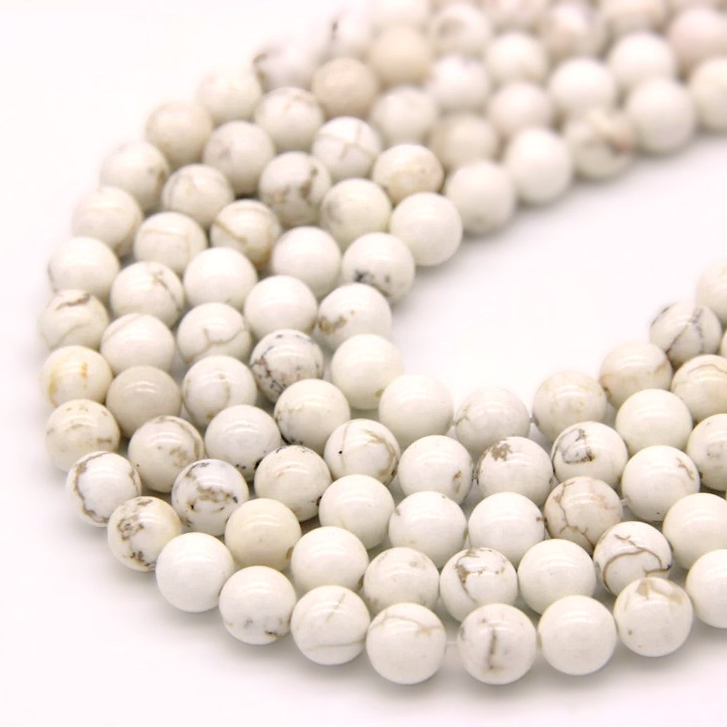 Pale Cream Magnesite Beads Plain Round 8mm Strand Of 45+