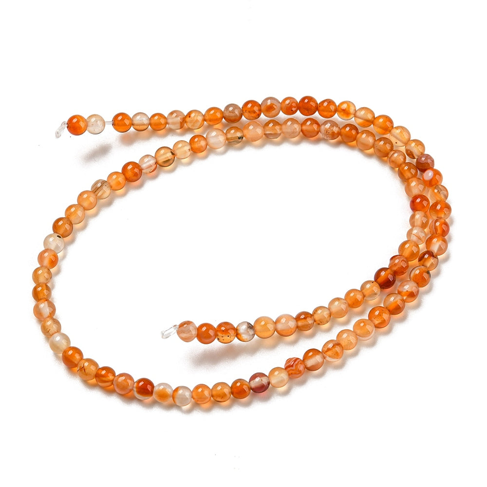 Orange/White Carnelian Beads Plain Round 4mm Strand Of 88+