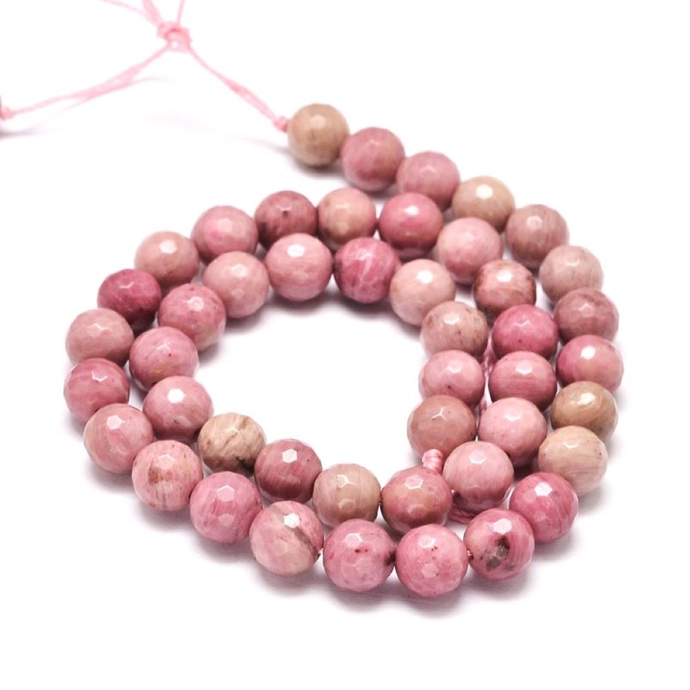 Pink Rhodonite Beads Faceted Round 8mm Strand Of 45+