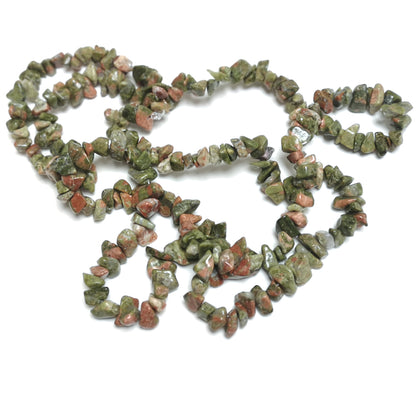 Green/Orange Unakite Beads Chip 5-8mm Long Strand Of 240+