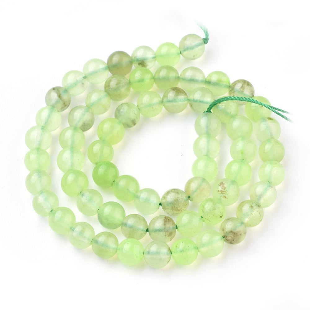 Green Prehnite Beads Plain Round 6mm Strand Of 62+