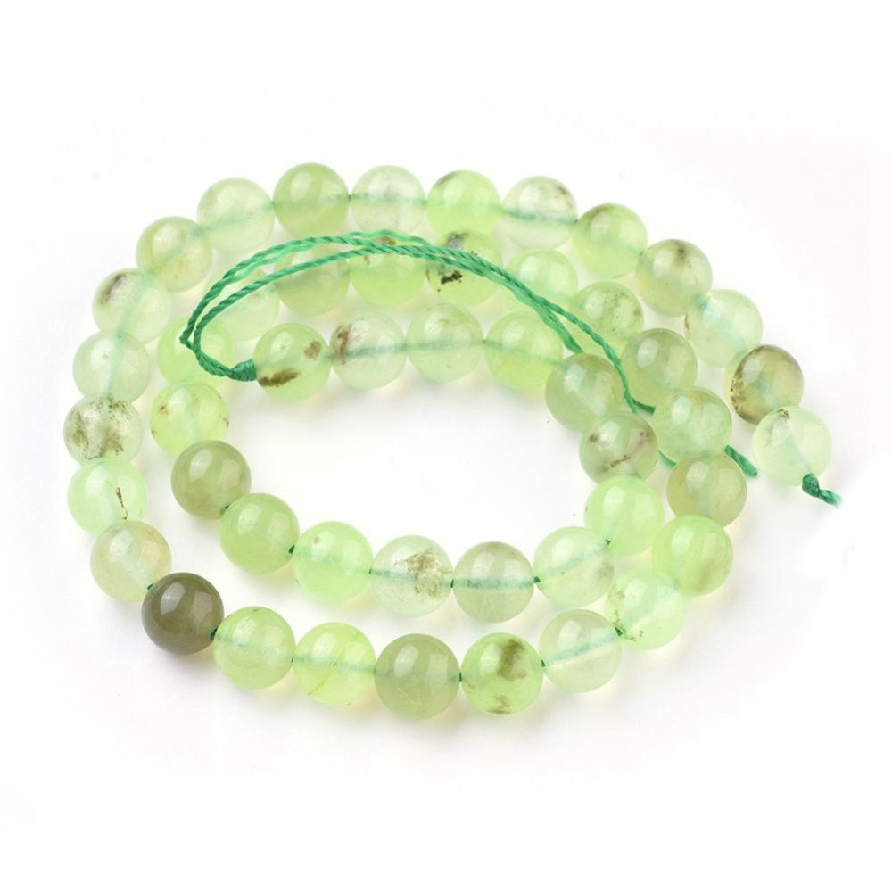 Green Prehnite Beads Plain Round 8mm Strand Of 48+