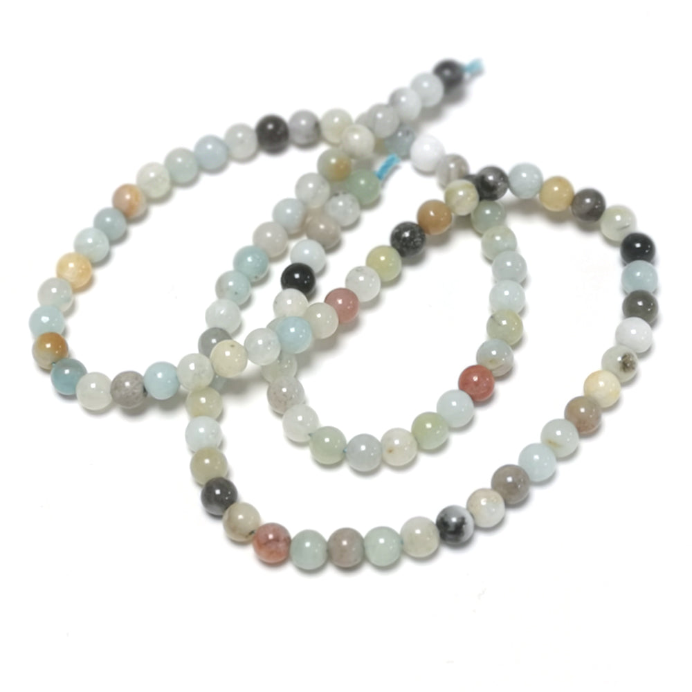 Multicolour Amazonite Beads Plain Round 4mm Strand Of 97+