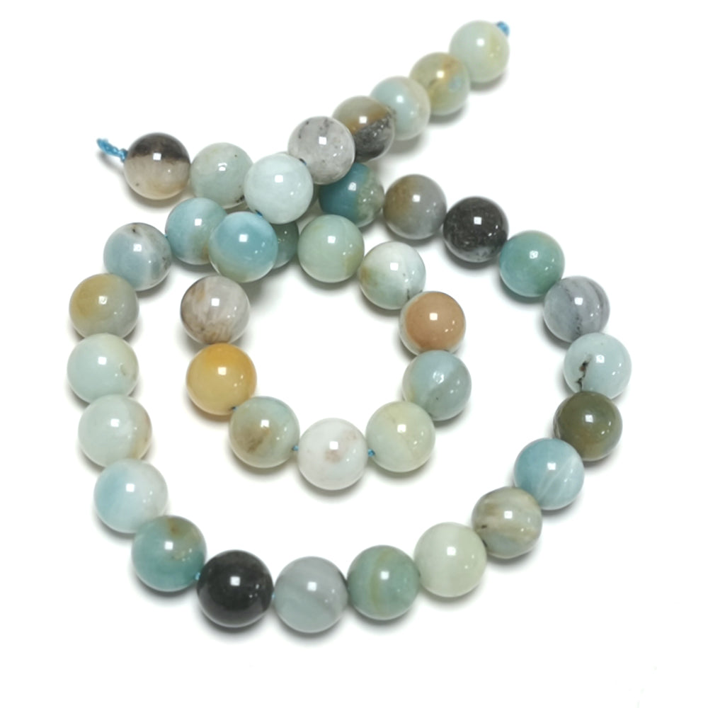 Multicolour Amazonite Beads Plain Round 10mm Strand Of 38+