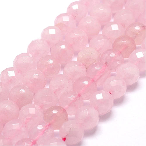 Pink Rose Quartz Beads Faceted Round 6mm Strand Of 60+