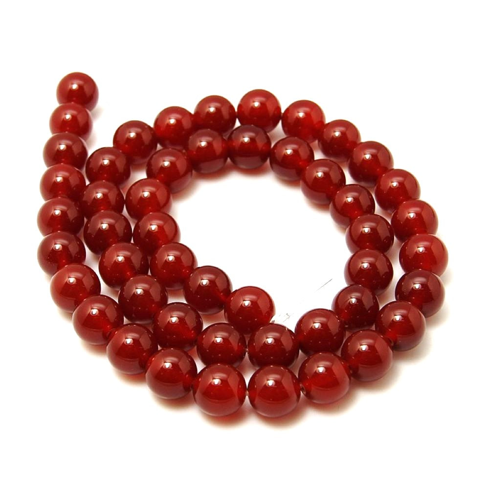 Red Carnelian Beads Plain Round 10mm Strand Of 38+
