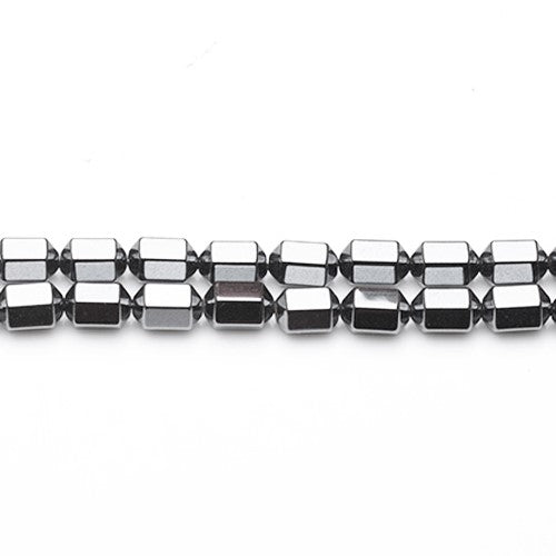 Grey Hematite (Non Magnetic) Beads Hexagon Rice 6x8mm Strand Of 45+
