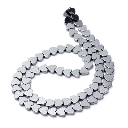 Grey Hematite (Non Magnetic) Beads Flat Heart 6mm Strand Of 65+