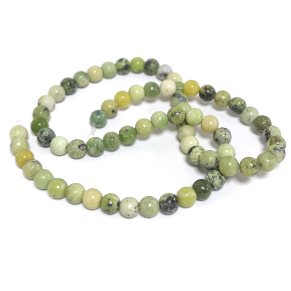 Green/Black Chrysoprase Beads Plain Round 6mm Strand Of 64+