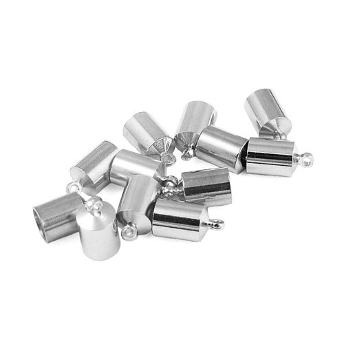 Brass End Caps Silver Tone Barrel 6mm Pack Of 30
