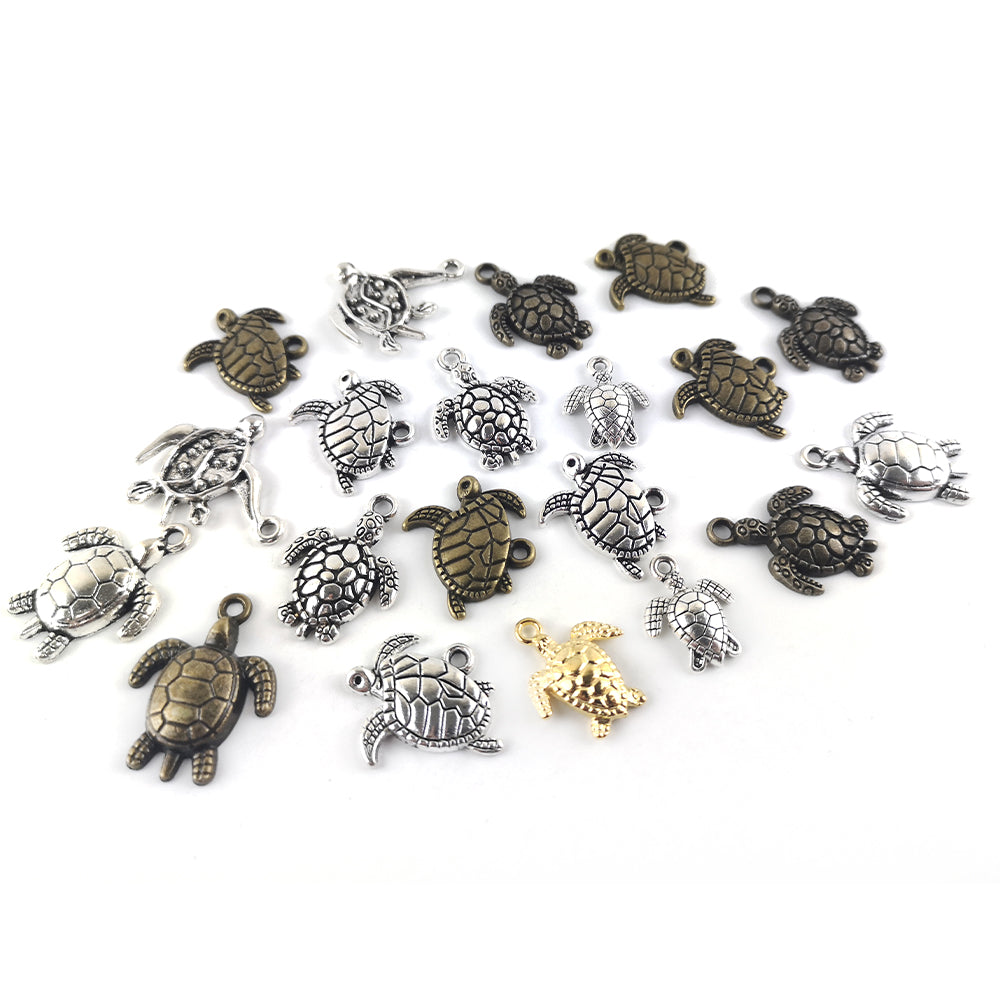 Metal Alloy Tortoise Charms Multicolour 5-40mm Pack Of 30g