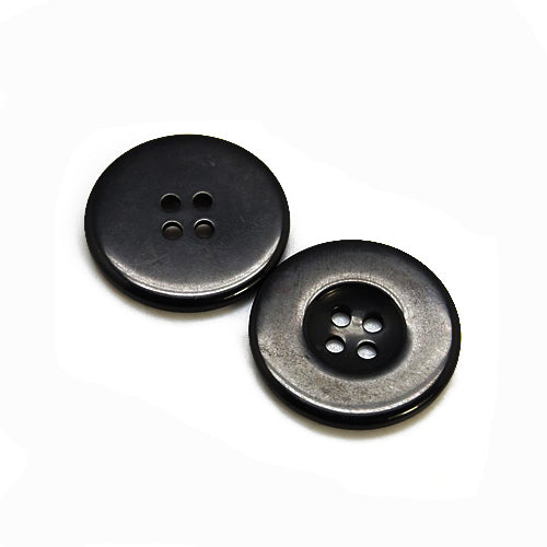 Resin Buttons Black Round 25mm 4-Hole Pack Of 15