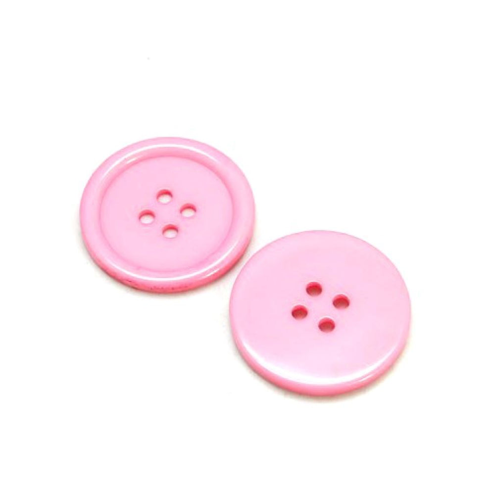 Resin Buttons Pale Pink Round 25mm 4-Hole Pack Of 15