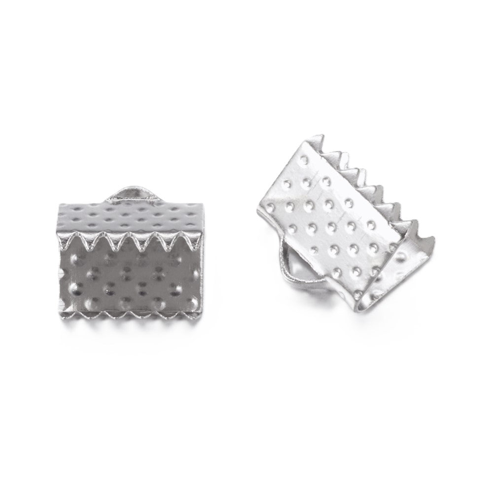 Iron Ribbon Ends Antique Silver Square 6x8mm Pack Of 50+