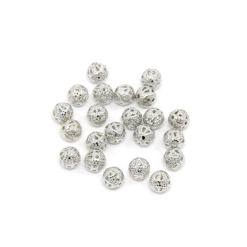 Antique Silver Brass Beads Filigree Spacer 6mm Pack Of 30