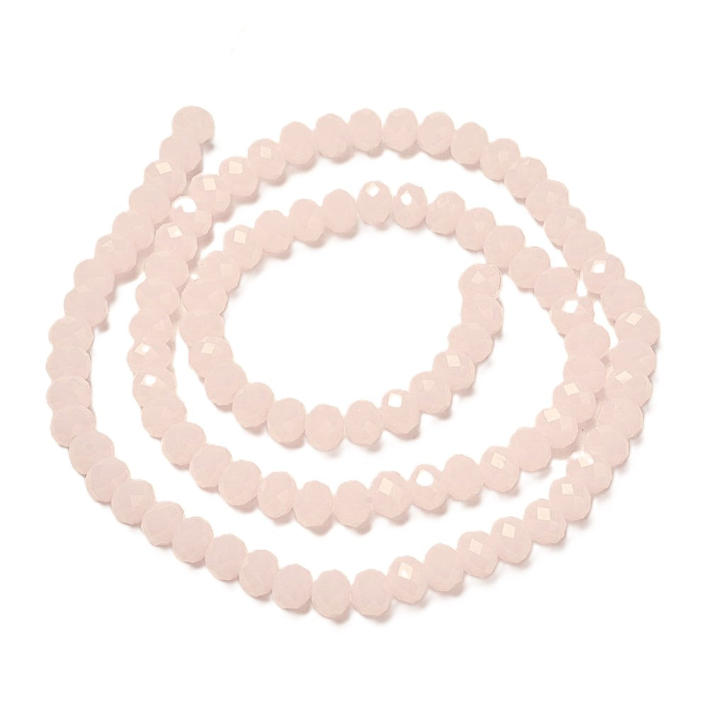Pale Pink Czech Crystal Beads Faceted Rondelle 4x6mm Opaque Strand Of 80+