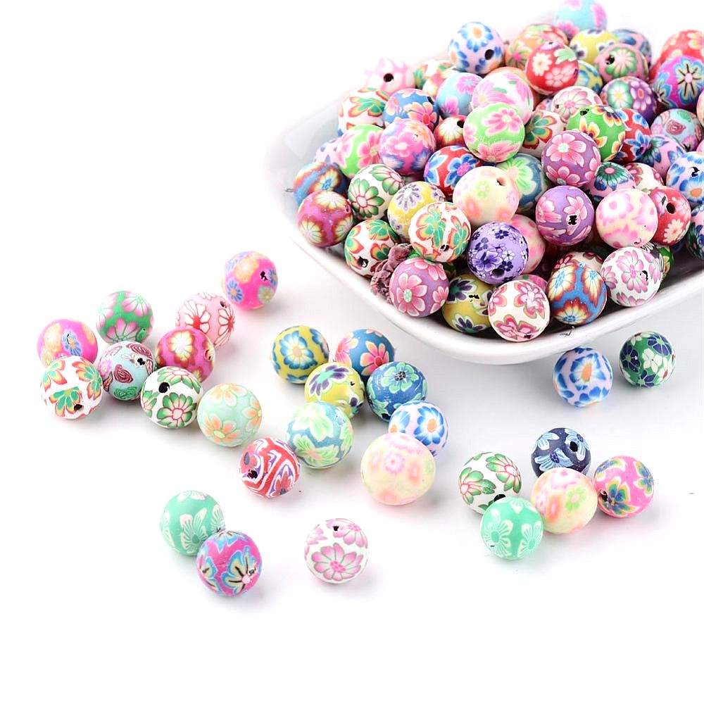 Mixed-Colour Polymer Clay Beads Plain Round 10mm Pack Of 20