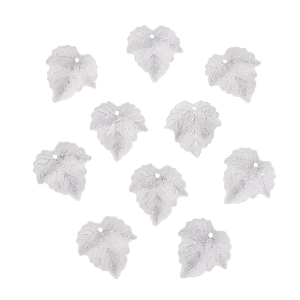 White Lucite Beads Leaf 22.5x24mm Pack Of 30