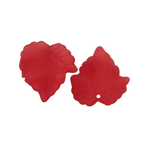 Red Lucite Beads Leaf 22x24mm Pack Of 30